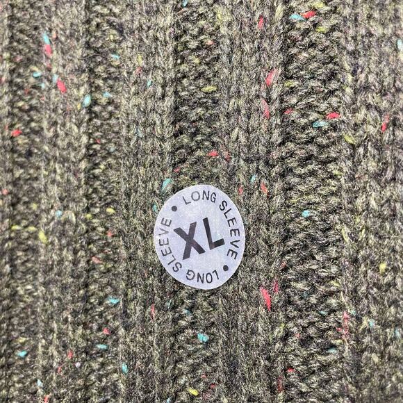 NEW Fieldmaster Ribbed Marled Knit Wool Blend Zip Up Cardigan Olive Green XL - Picture 6 of 9